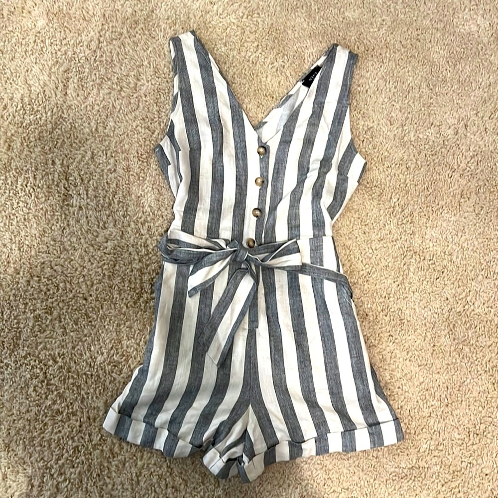 Back and cream striped romper
